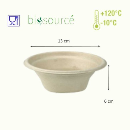 Bol à soupe jetable en canne à sucre biosourcé, emballage écologique 