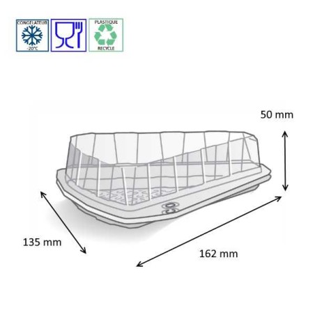 Boite triangulaire avec couvercle à charnière, l’emballage pour tartes