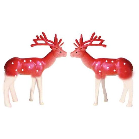 décor bûche cerf rouge