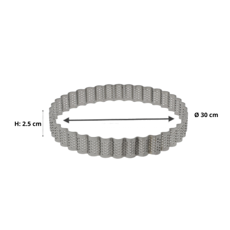 Cercle cannelé perforé Inox Hauteur 2.5 cm