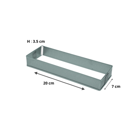 Rectangle en inox d’une hauteur de 3.5 cm, le moule micro-perforé