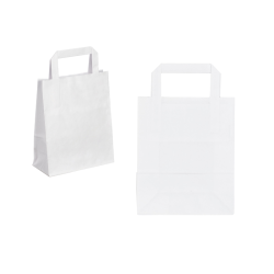 SAC CABAS KRAFT BLANC POIGNEE PLATE