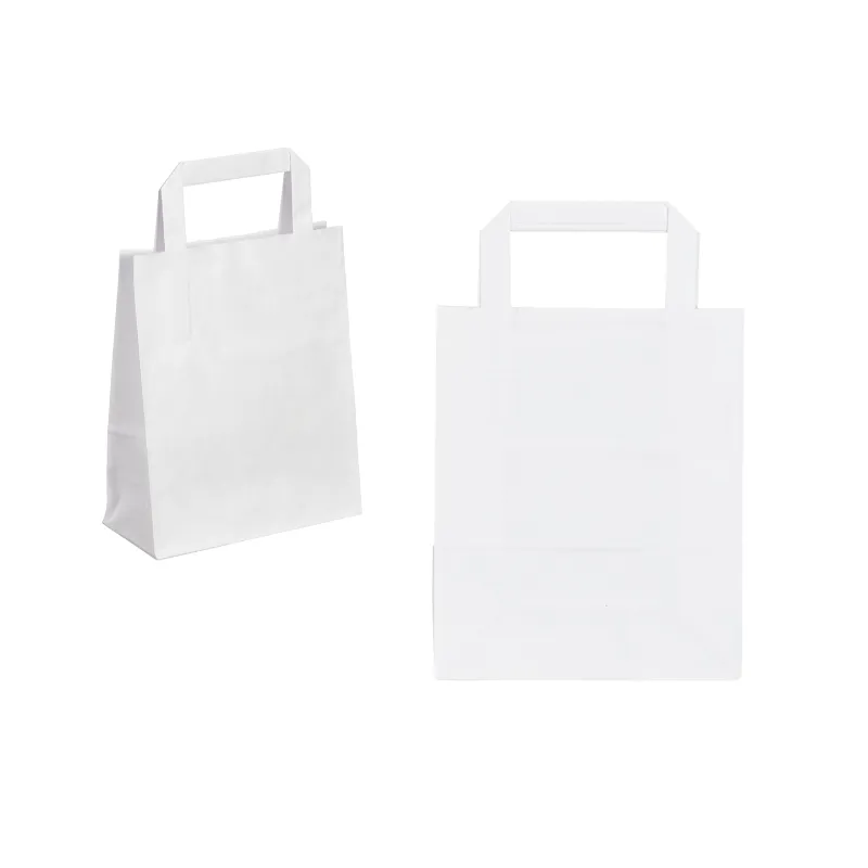 SAC CABAS KRAFT BLANC POIGNEE PLATE