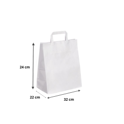 SAC CABAS KRAFT BLANC POIGNEE PLATE