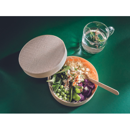 Boîte alimentaire en bois de forme ronde