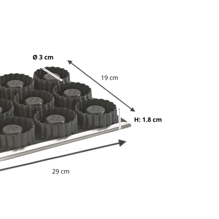 Moule pour 15 tartelettes, résistant lave-vaisselle