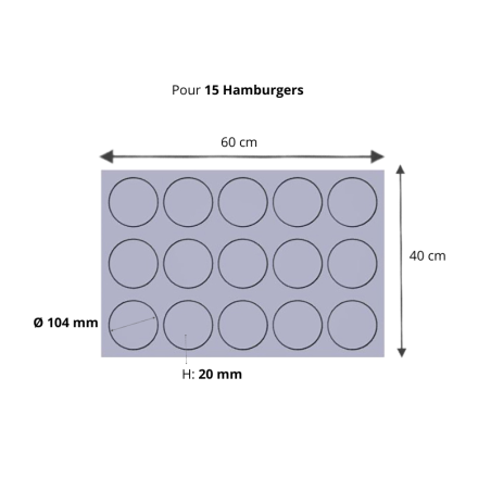 Toile cuisson pour 15 hamburgers, une création Fibermae