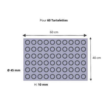 Toile pour cuisson 60 tartelettes, toile de cuisson Fibermae