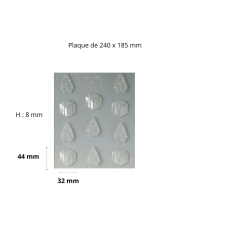 Plaque de moulage pour 11 sujets en chocolat