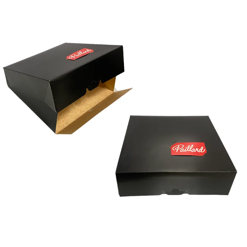 Boîte pâtissière Noire face tombante avec encoches
