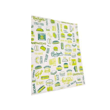 Papier ingraissable alimentaire pour burger 33 x 40 cm 1300 feuilles